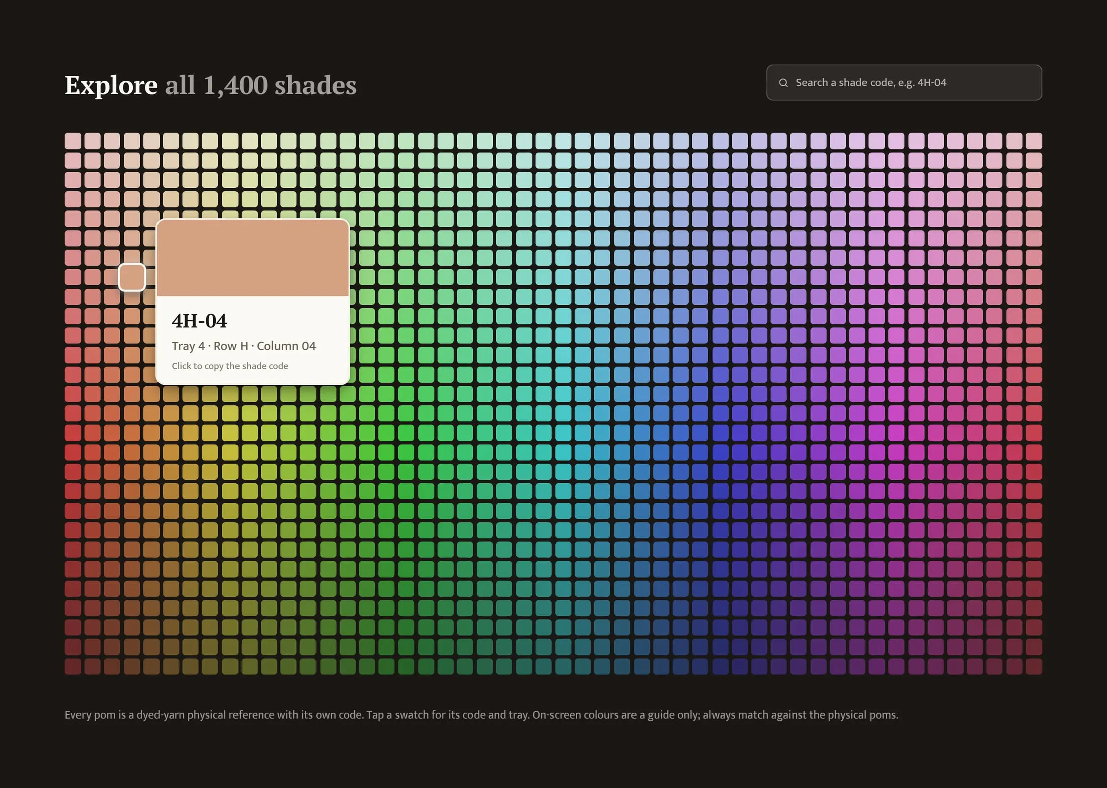 ARS Colours shade explorer: all 1,400 shades in one grid with a shade code search, my design