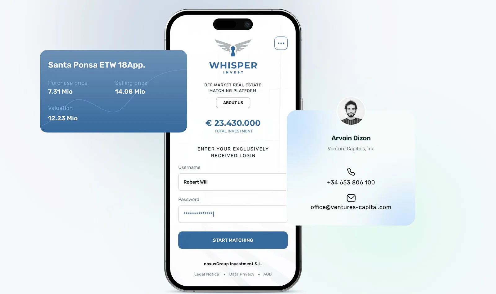 Real estate investing app, screen 1 of 3