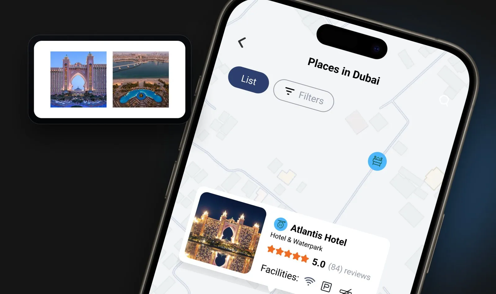 Travel booking app, screen 3 of 4