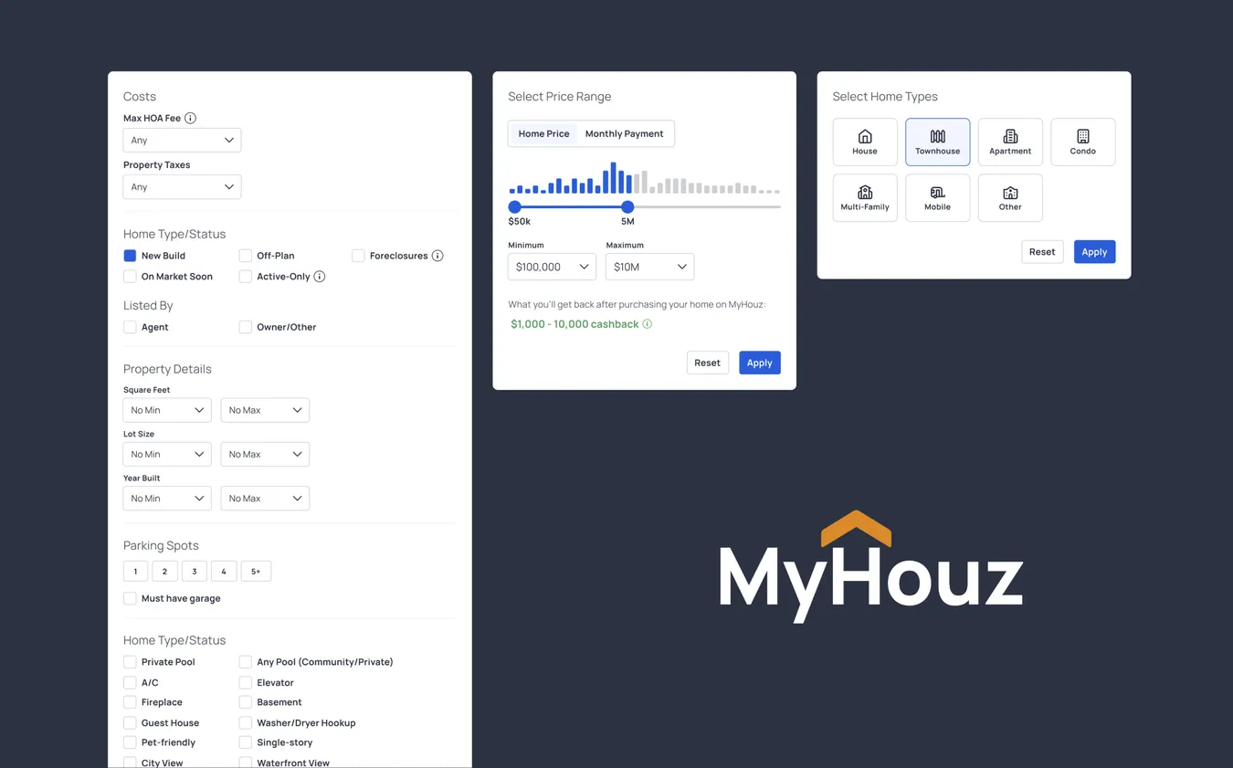 MyHouz · search filters