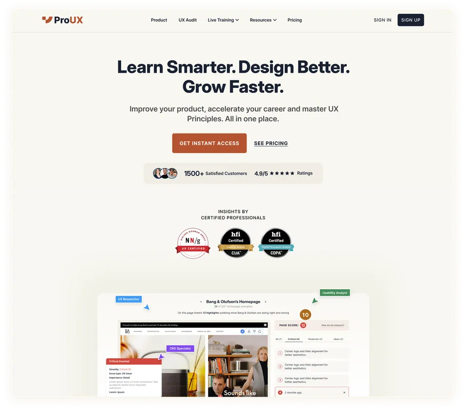 ProUX · landing page
