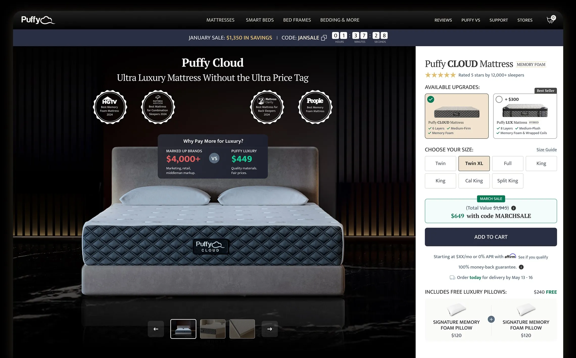 Puffy product page, my design after