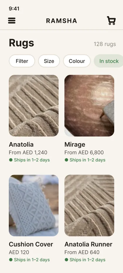 Ramsha Home browse on a phone, my design
