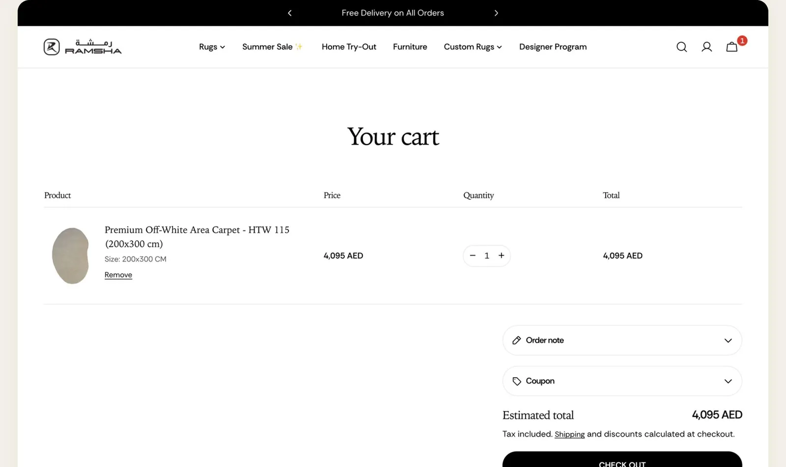 eCommerce cart before the redesign